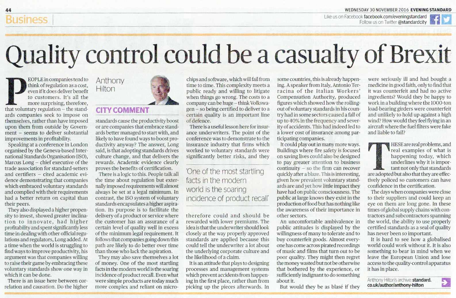 iso conference - evening standard